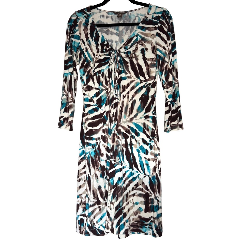Y2K Fairy Brown Teal Print A-Line Womens Dress Small‎
